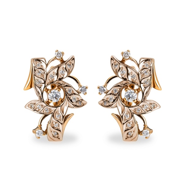 Серьги из комбинированного золота с бриллиантами