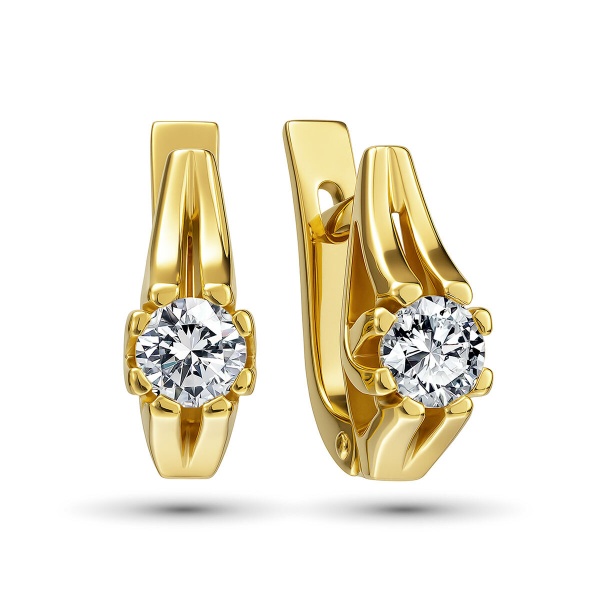 Серьги из желтого золота с бриллиантами