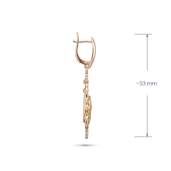 Серьги из красного золото с самородком