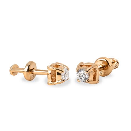 Серьги из красного золота с фианитом