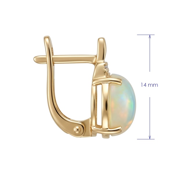 Серьги из желтого золота с опалом и бриллиантами