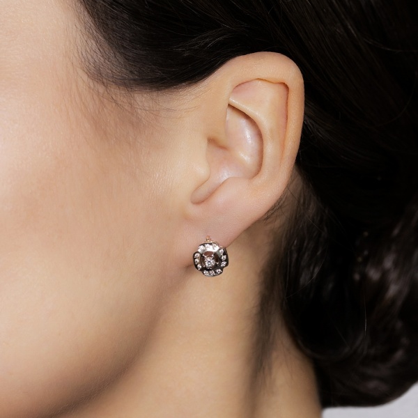 Серьги из комбинированного золота с бриллиантами