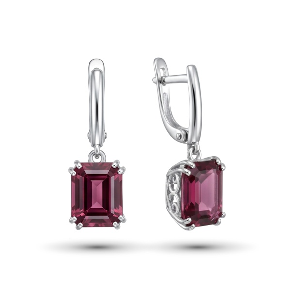 Серьги из родированного золота с турмалинами