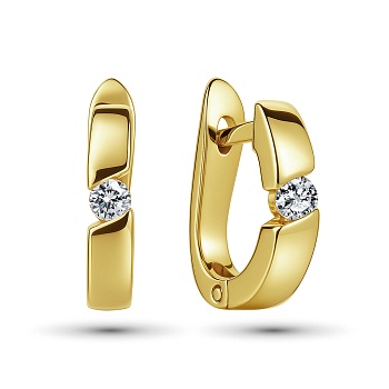 Серьги из желтого золота с бриллиантами