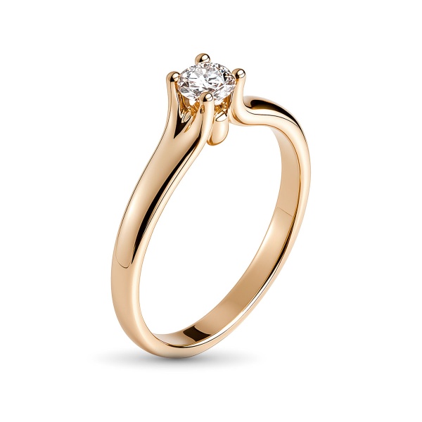 Кольцо из красного золота с бриллиантом