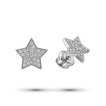 Серьги из родированного золота с бриллиантами