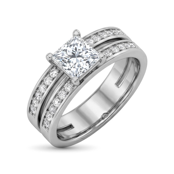 Кольцо из родированного золота с бриллиантами