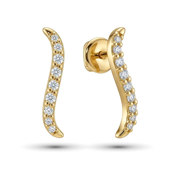 Серьги из желтого золота с бриллиантами