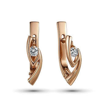 Серьги из красного золота с бриллиантами