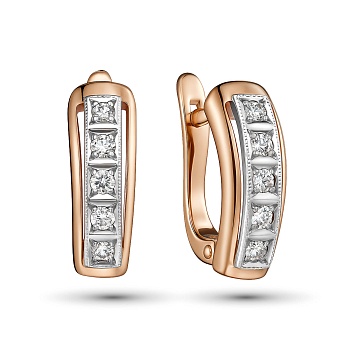 Серьги из комбинированного золота с бриллиантами