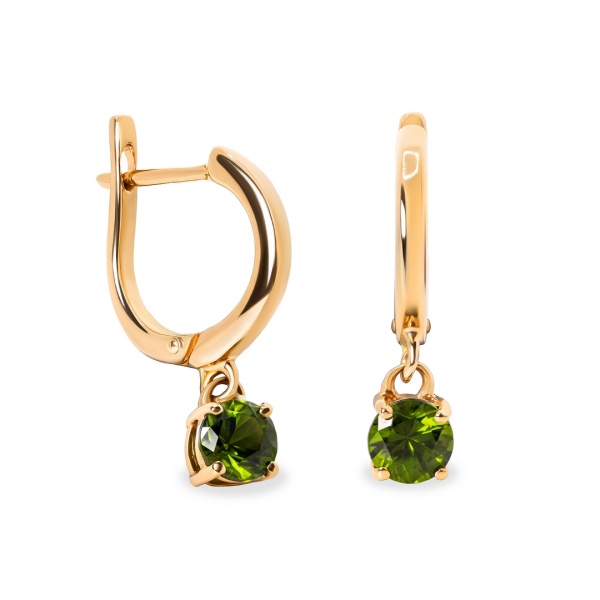 Серьги из красного золота с хромдиопсидом