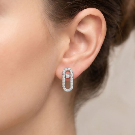 Серьги из родированного золота с бриллиантами