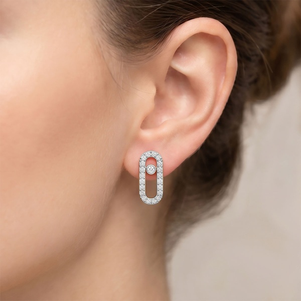 Серьги из родированного золота с бриллиантами