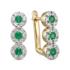 Серьги из комбинированного золота с изумрудпт и бриллиантами