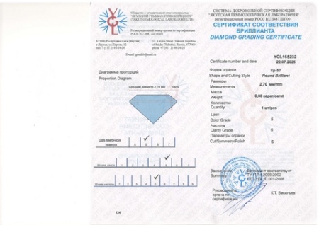 Бриллиант круглый 0,080 карат