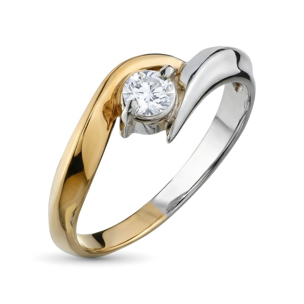 Кольцо из комбинированного золота с бриллиантом