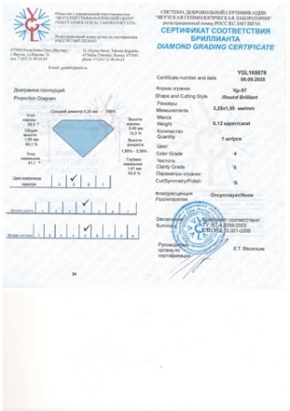 Бриллиант круглый 0,120 карат