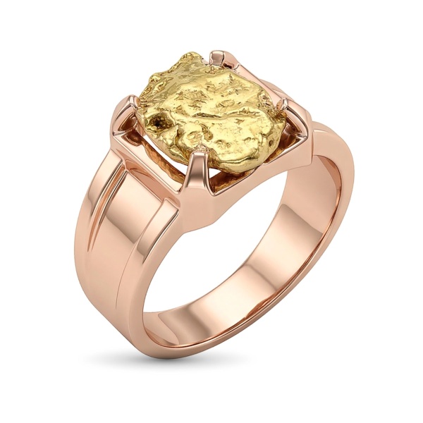 Кольцо из красного золото с самородком