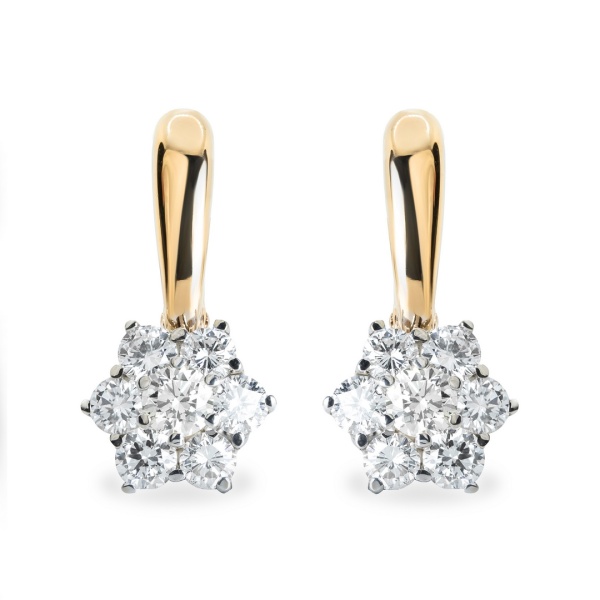 Серьги из комбинированного золота с бриллиантами