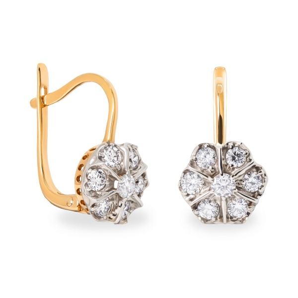 Серьги из комбинированного золота с бриллиантами