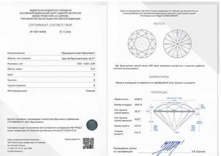 Бриллиант круглый 0,370 карат