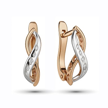 Серьги из комбинированного золота с бриллиантами