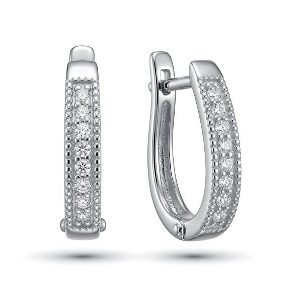 Серьги из родированного золота с бриллиантами