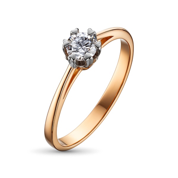 Кольцо из комбинированного золота с бриллиантом