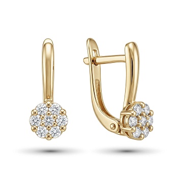 Серьги из желтого золота с бриллиантами