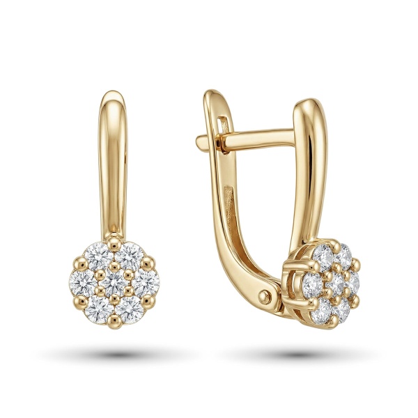 Серьги из желтого золота с бриллиантами