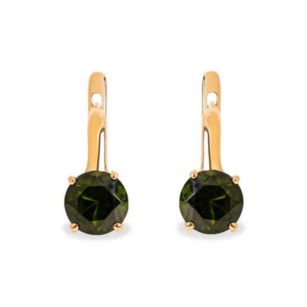 Серьги из красного золота с хромдиопсидом