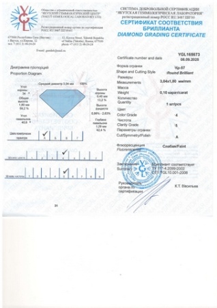 Бриллиант круглый 0,100 карат