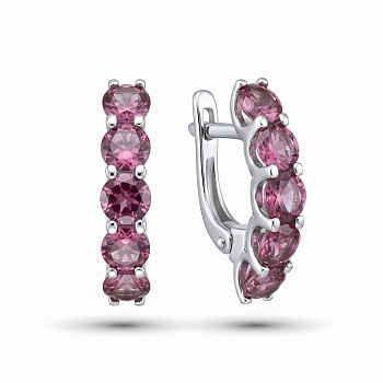 Серьги из родированного золота с турмалинами