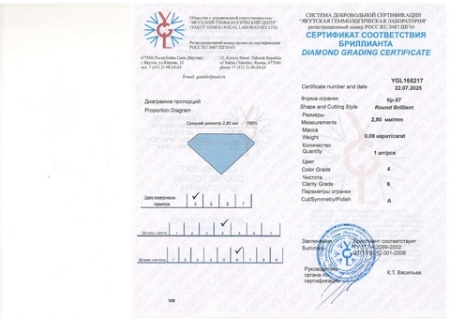 Бриллиант круглый 0,080 карат