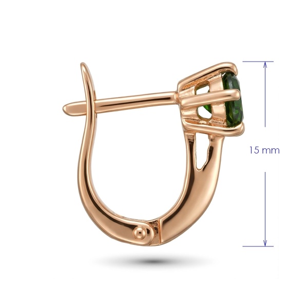 Серьги из красного золота с хромдиопсидом