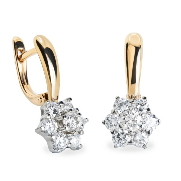 Серьги из комбинированного золота с бриллиантами