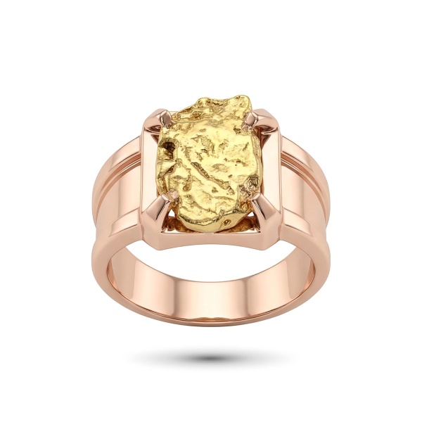 Кольцо из красного золото с самородком