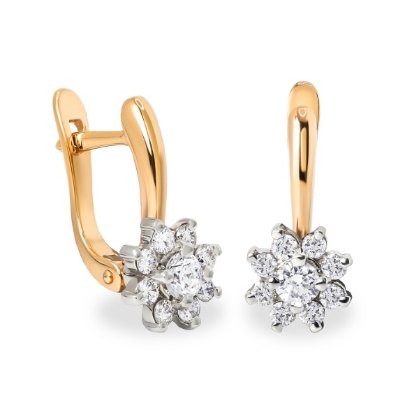 Серьги из комбинированного золота с бриллиантами