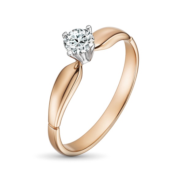 Кольцо из комбинированного золота с бриллиантом