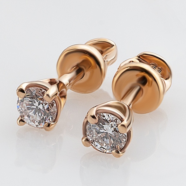 Серьги из красного золота с бриллиантами