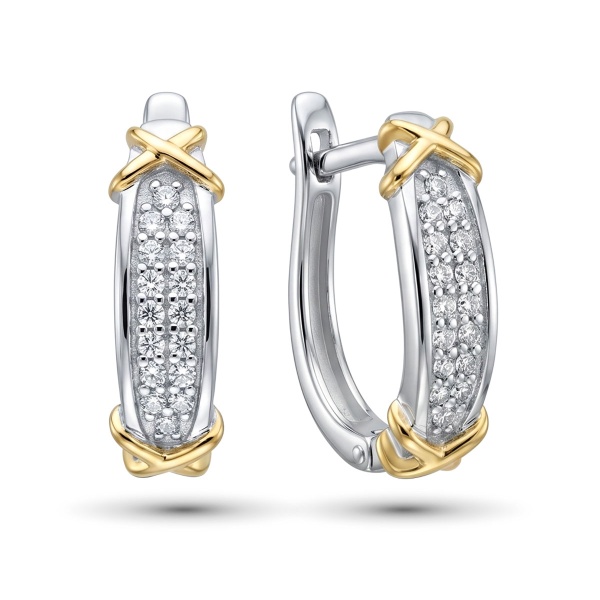 Серьги из родированного золота с бриллиантами