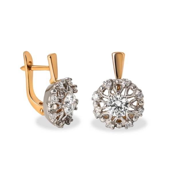 Серьги из комбинированного золота с бриллиантами