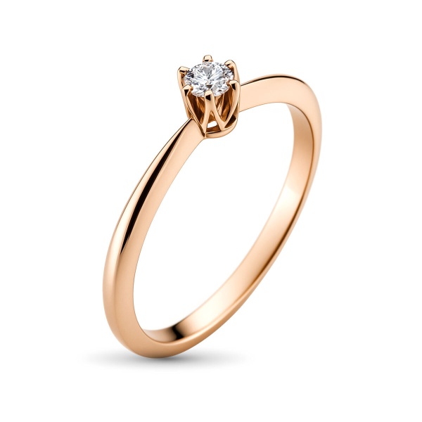 Кольцо из красного золота с бриллиантом