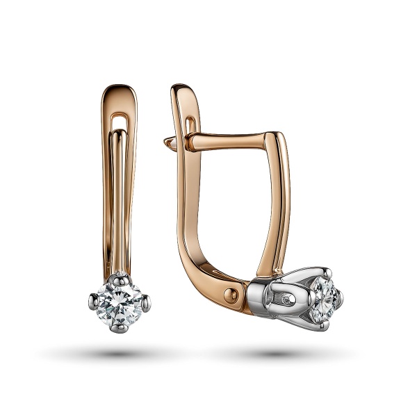 Серьги из комбинированного золота с бриллиантами