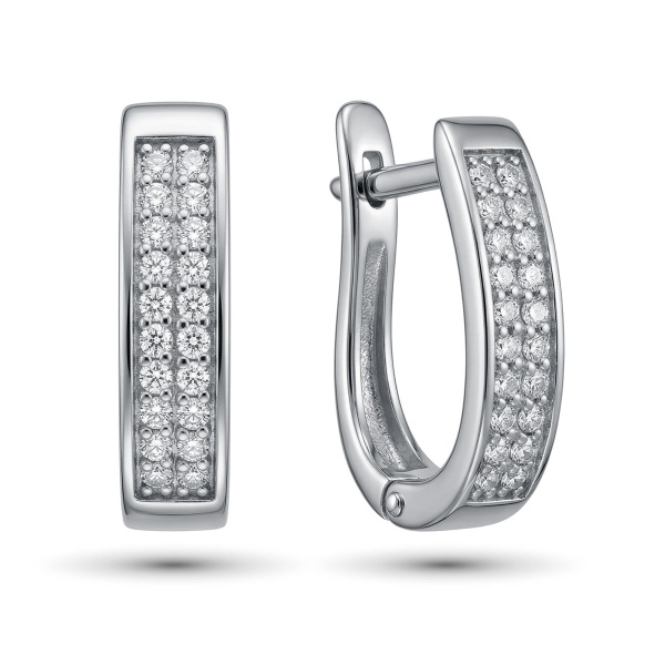 Серьги из родированного золота с бриллиантами