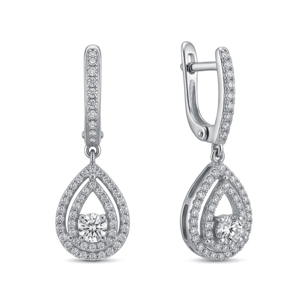 Серьги из родированного золота с бриллиантами