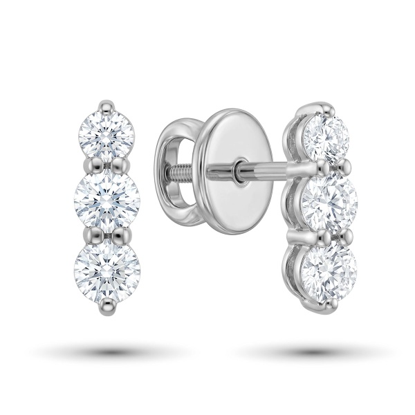 Серьги из родированного золота с бриллиантами