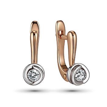 Серьги из комбинированного золота с бриллиантами