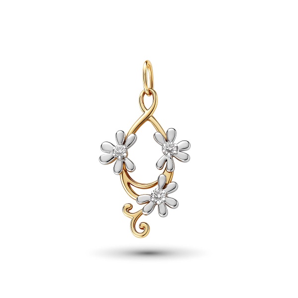 Подвеска из комбинированного золота с бриллиантами