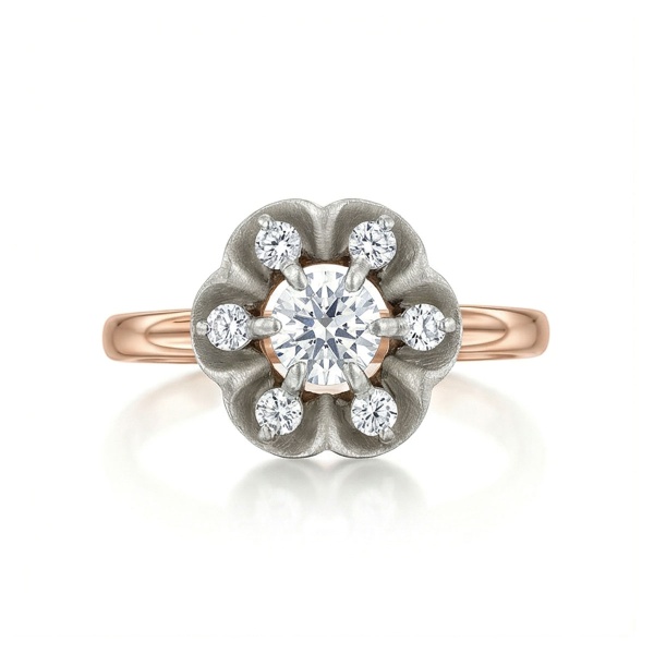 Кольцо из комбинированного золота с бриллиантами